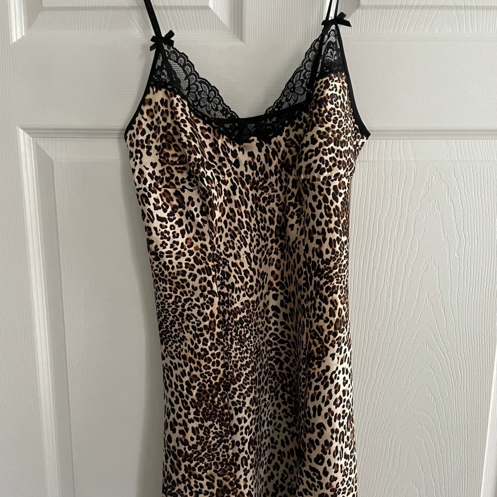Satin Leopard Print Slip/Neglige